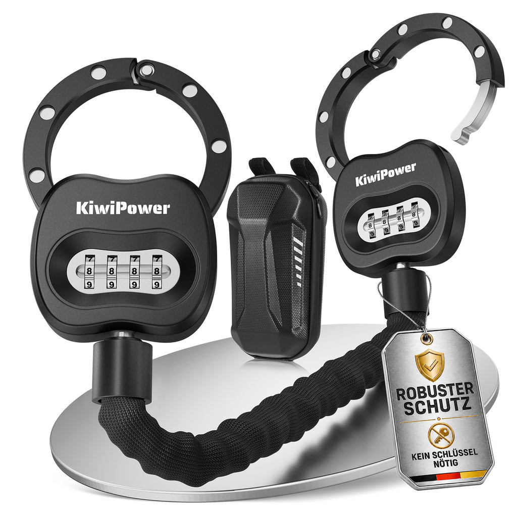 KiwiPower E-Scooter Schloss mit Zahlenschloss – Handschellenschloss mit Tasche