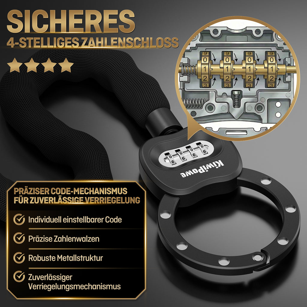 E Scooter Schloss mit Zahlencode – KiwiPower Handschellenschloss ohne Schlüssel