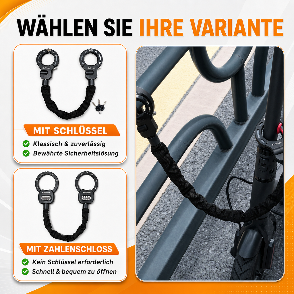 KiwiPower E-Scooter Schloss mit Schlüssel – Handschellenschloss für E-Scooter
