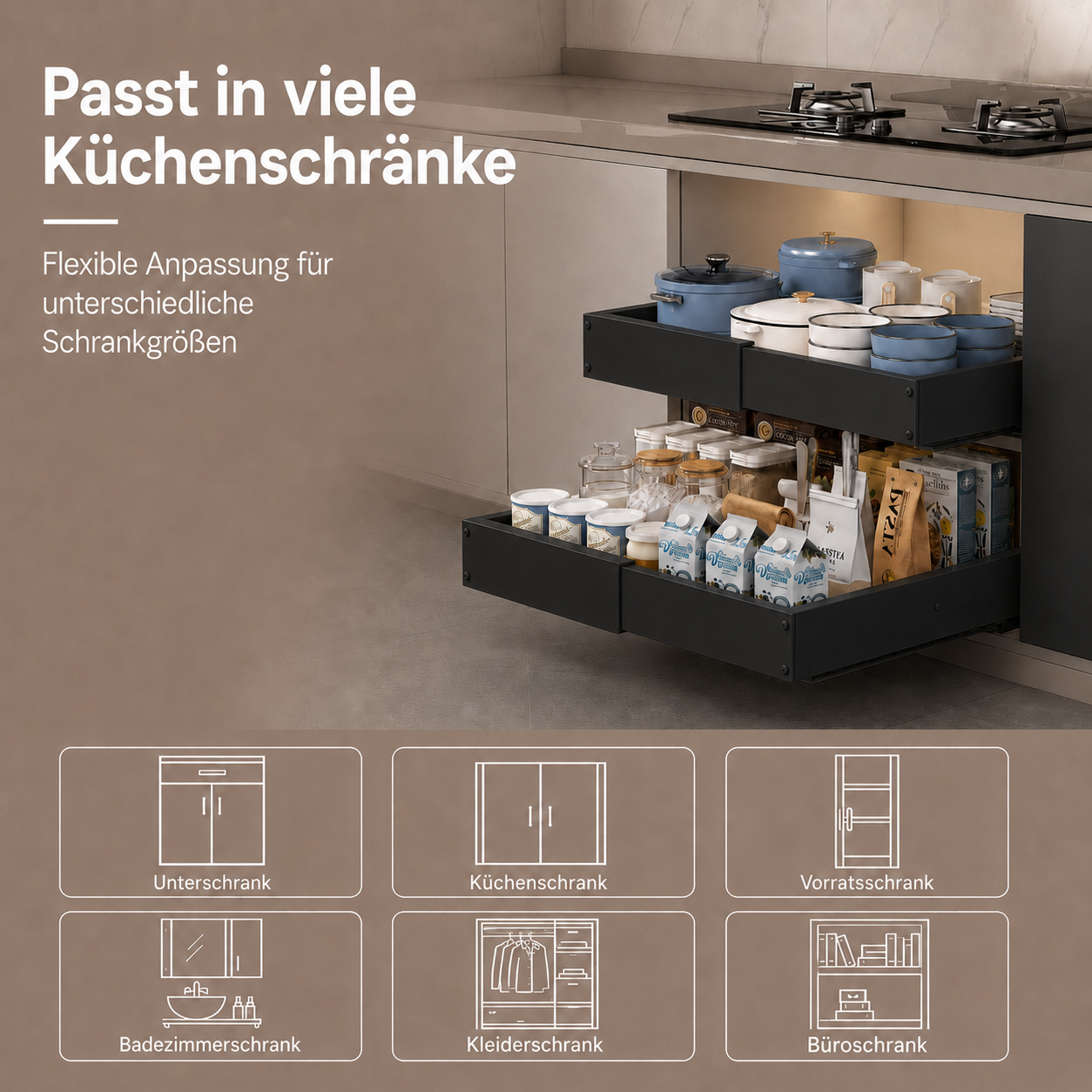 Ausziehbarer Schrank-Organizer – Breite & Tiefe verstellbar