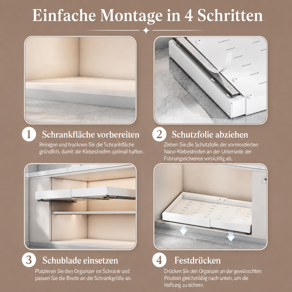 Ausziehbarer Schrank-Organizer – Breite & Tiefe verstellbar