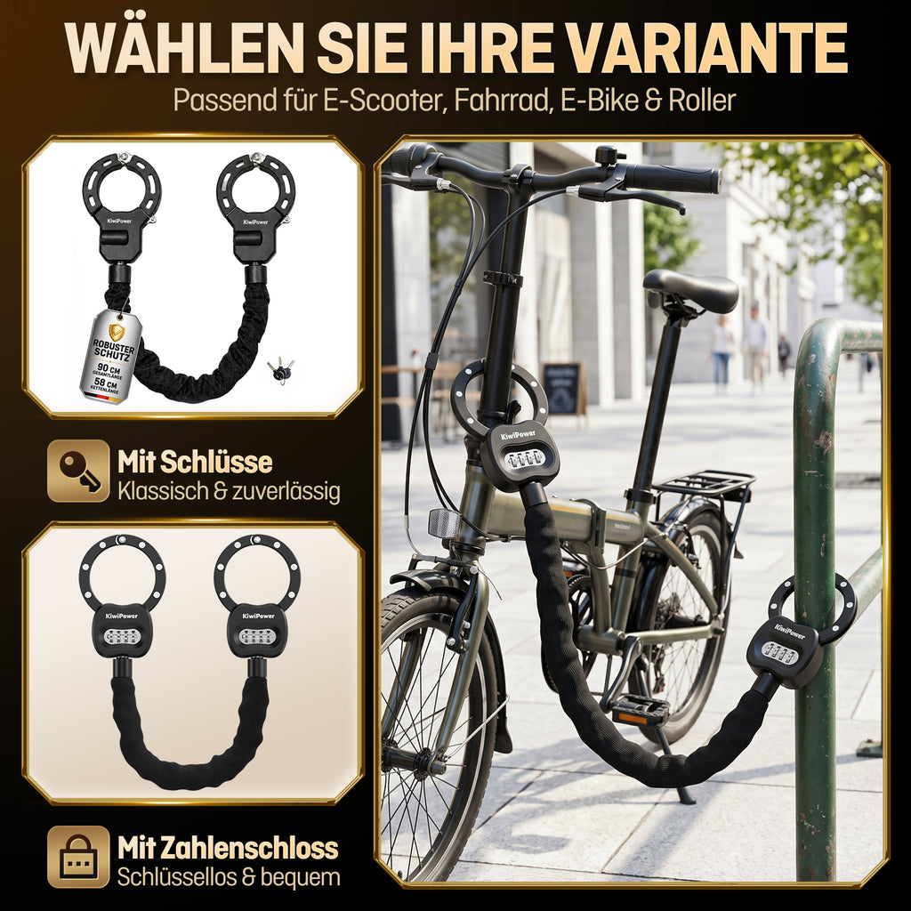 KiwiPower E-Scooter Schloss mit Zahlenschloss – Handschellenschloss mit Tasche