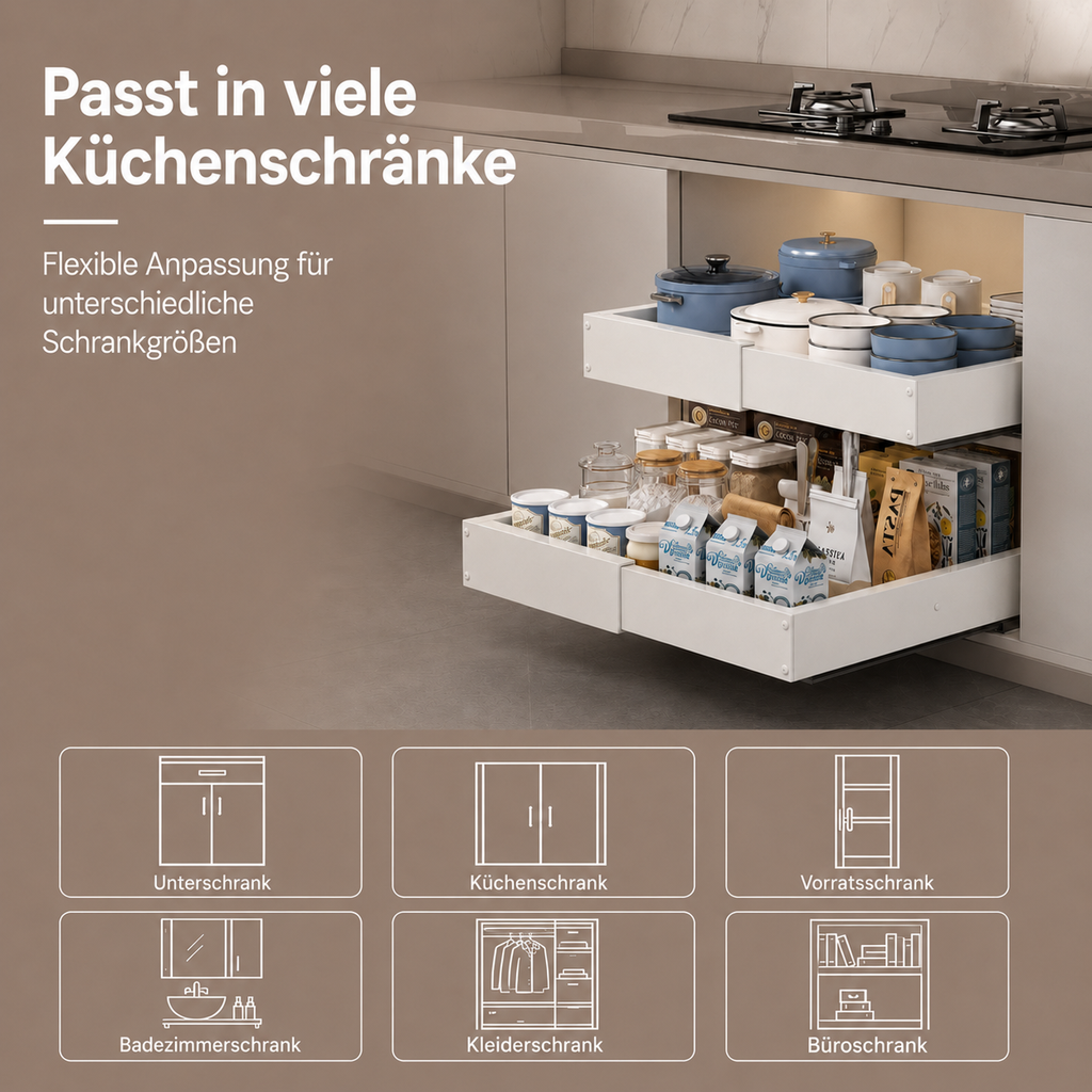 Ausziehbarer Schrank-Organizer – Breite & Tiefe verstellbar